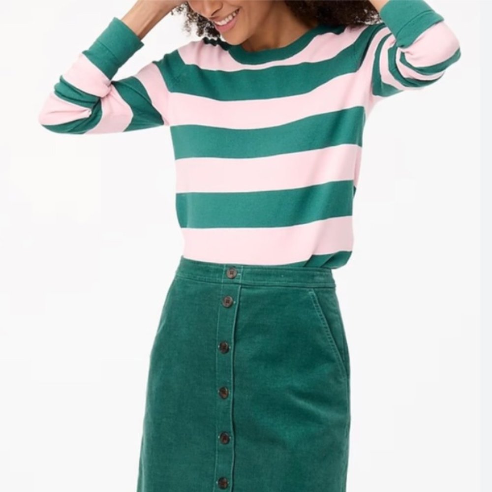 JCrew Striped Teddie sweater Size L